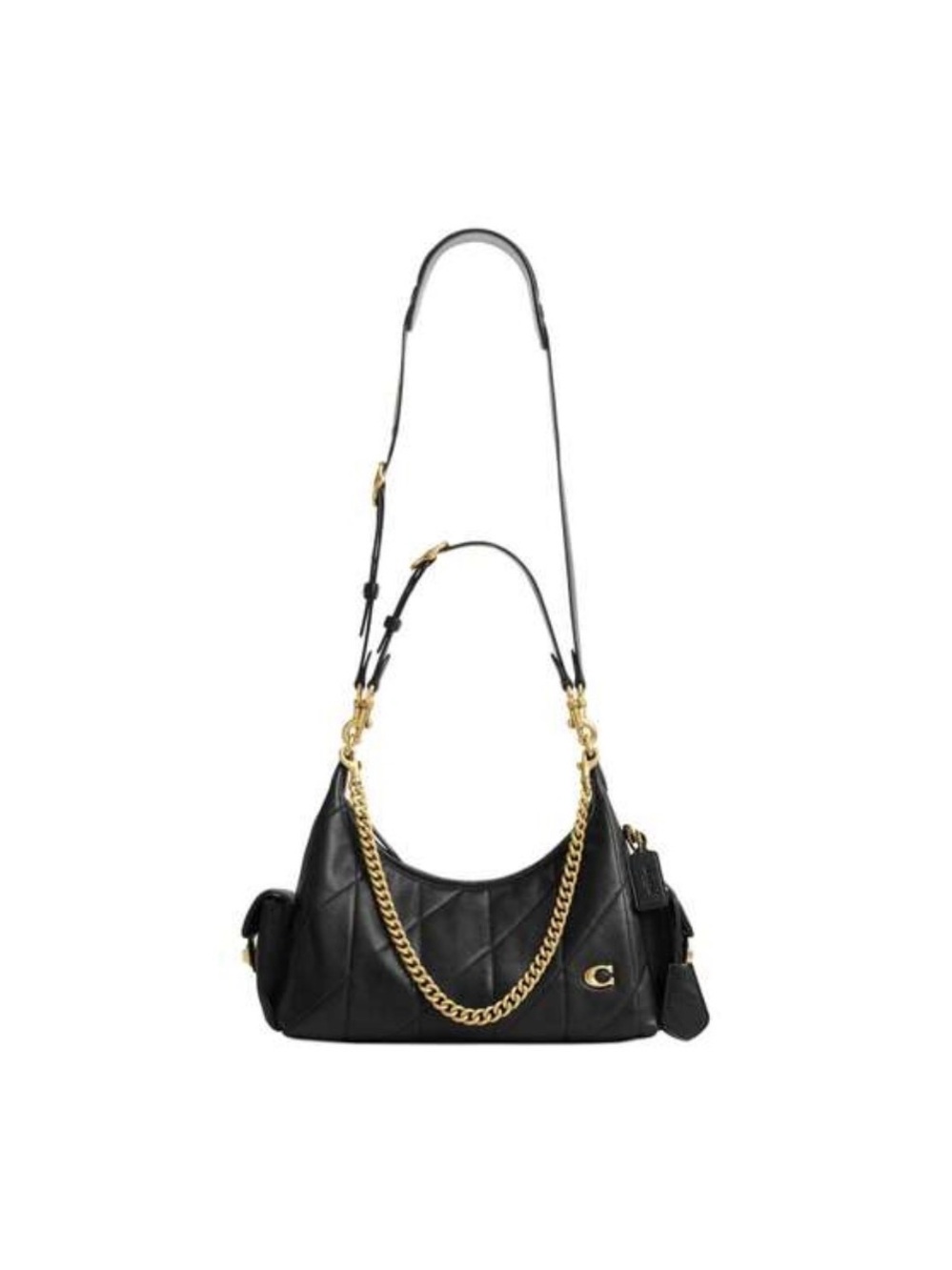 Coach Black Quilted Shoulder Bag with Gold Chain